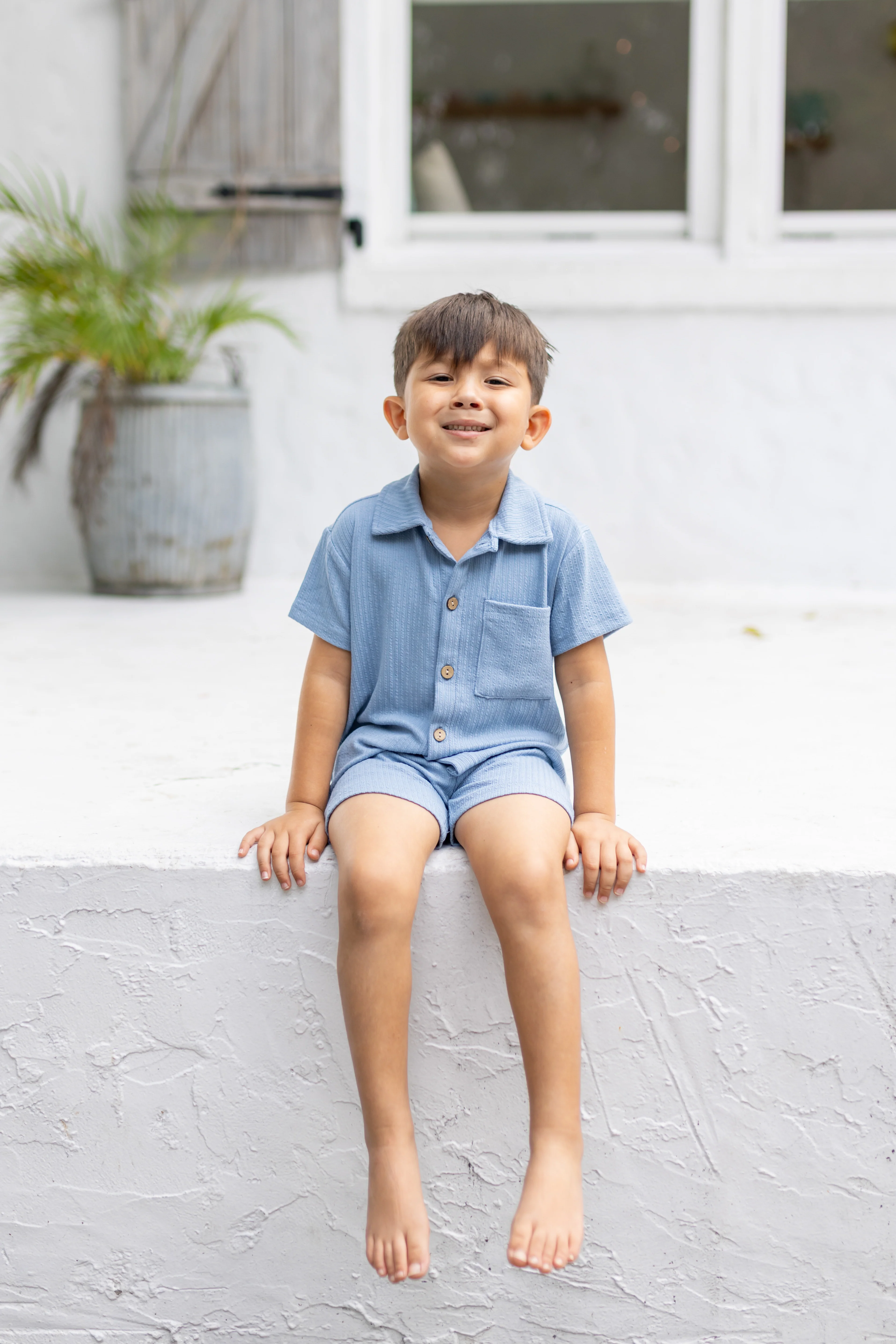 Grandpa Ribbed Short Set- Blue - Image 4