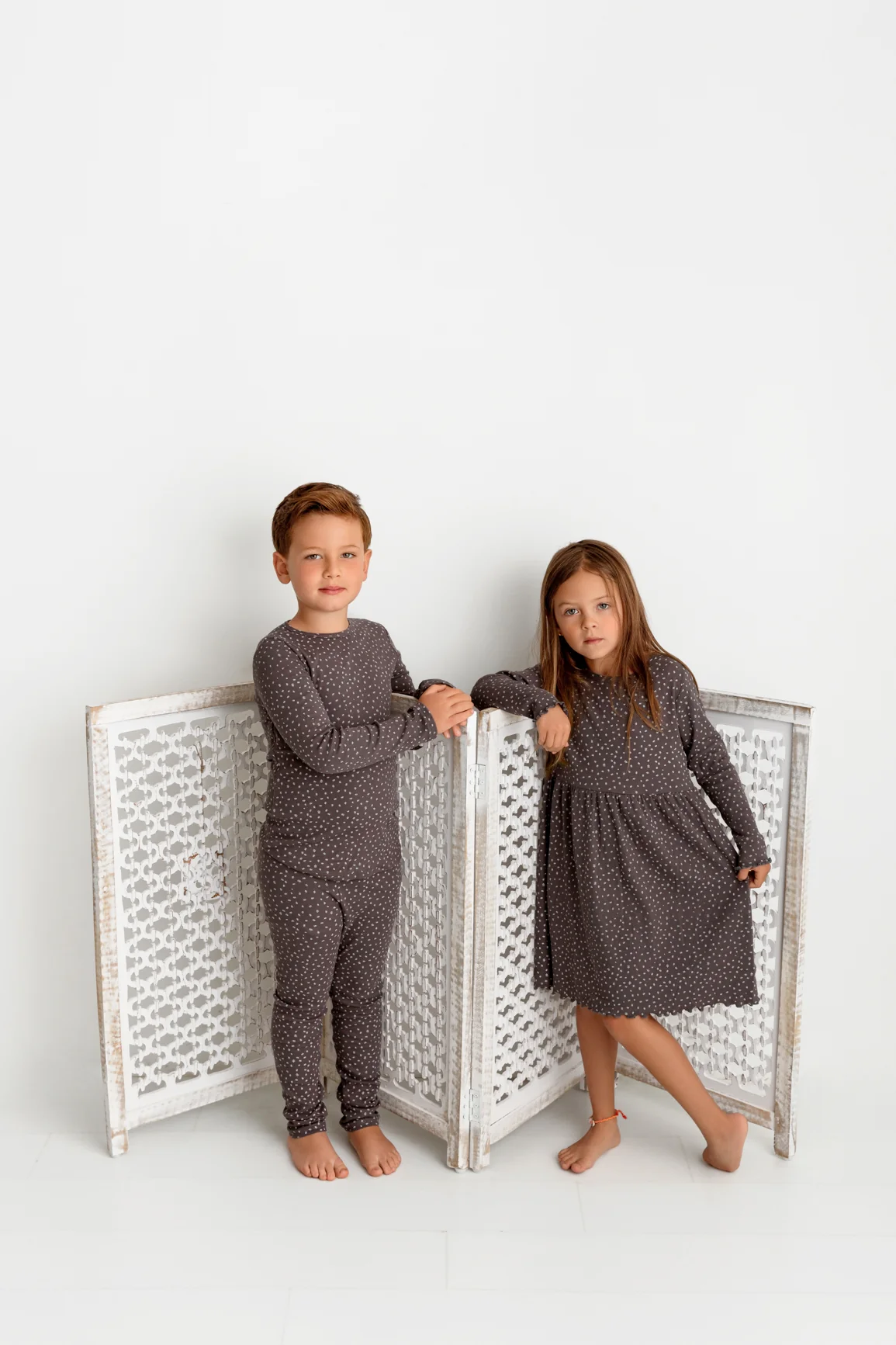 Leaf Print Dress- Gray - Image 3