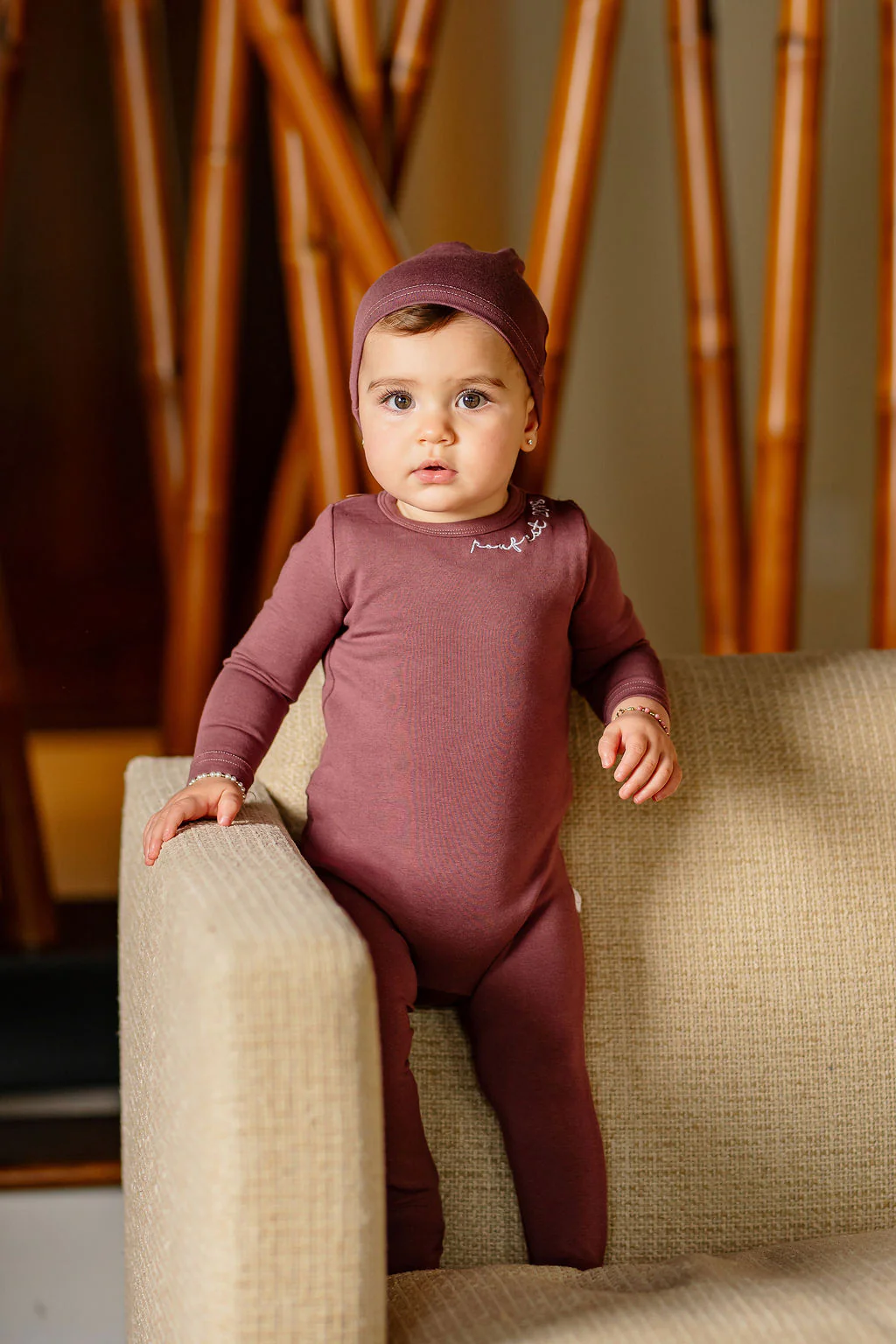 POUF Embroidered Footie- Berry - Image 3