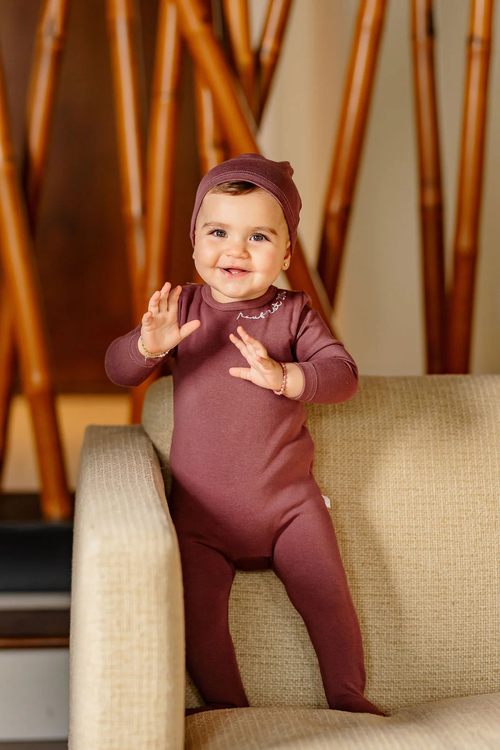 POUF Embroidered Footie- Berry - Image 4