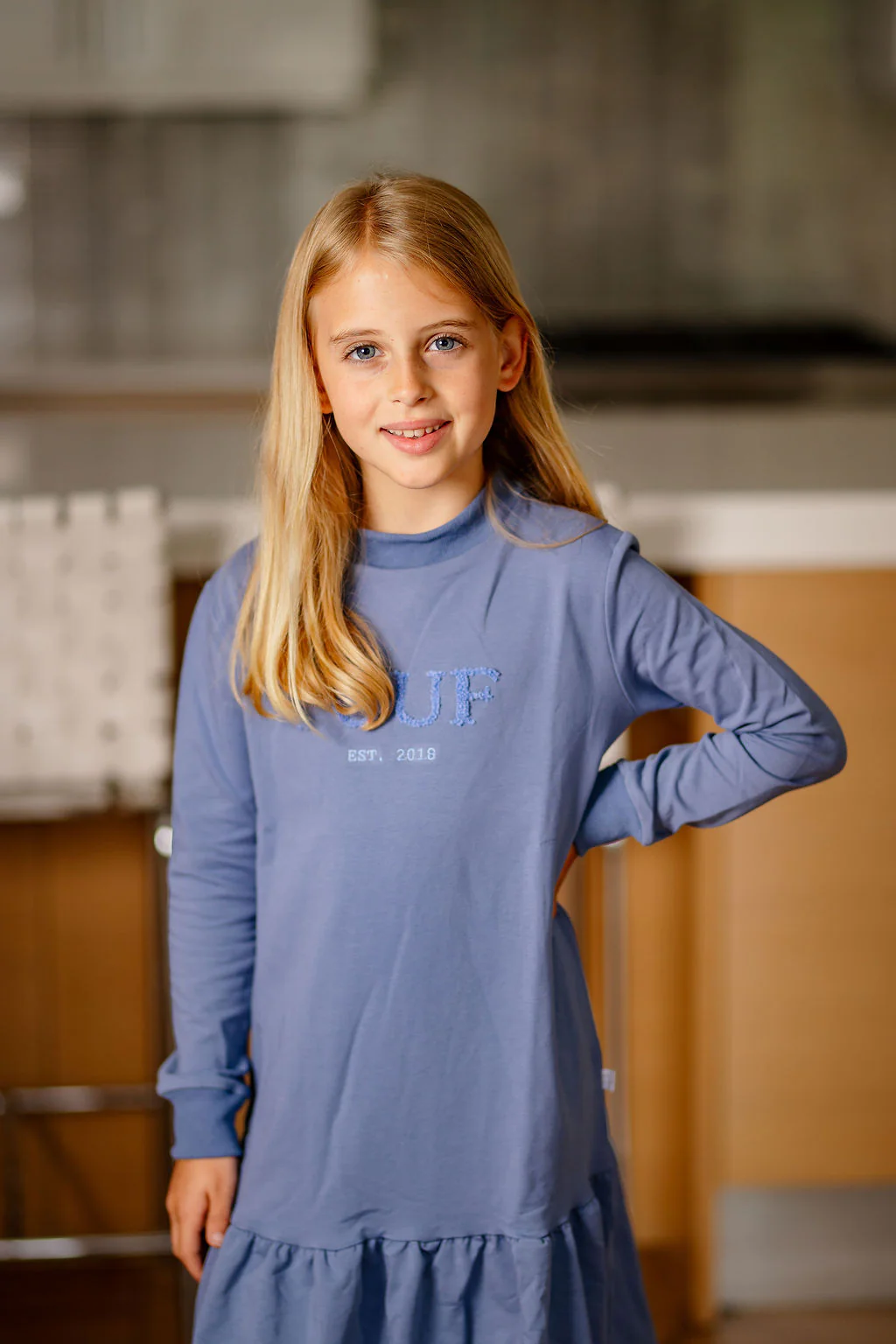 Pouf Sweater Dress- Blue - Image 3