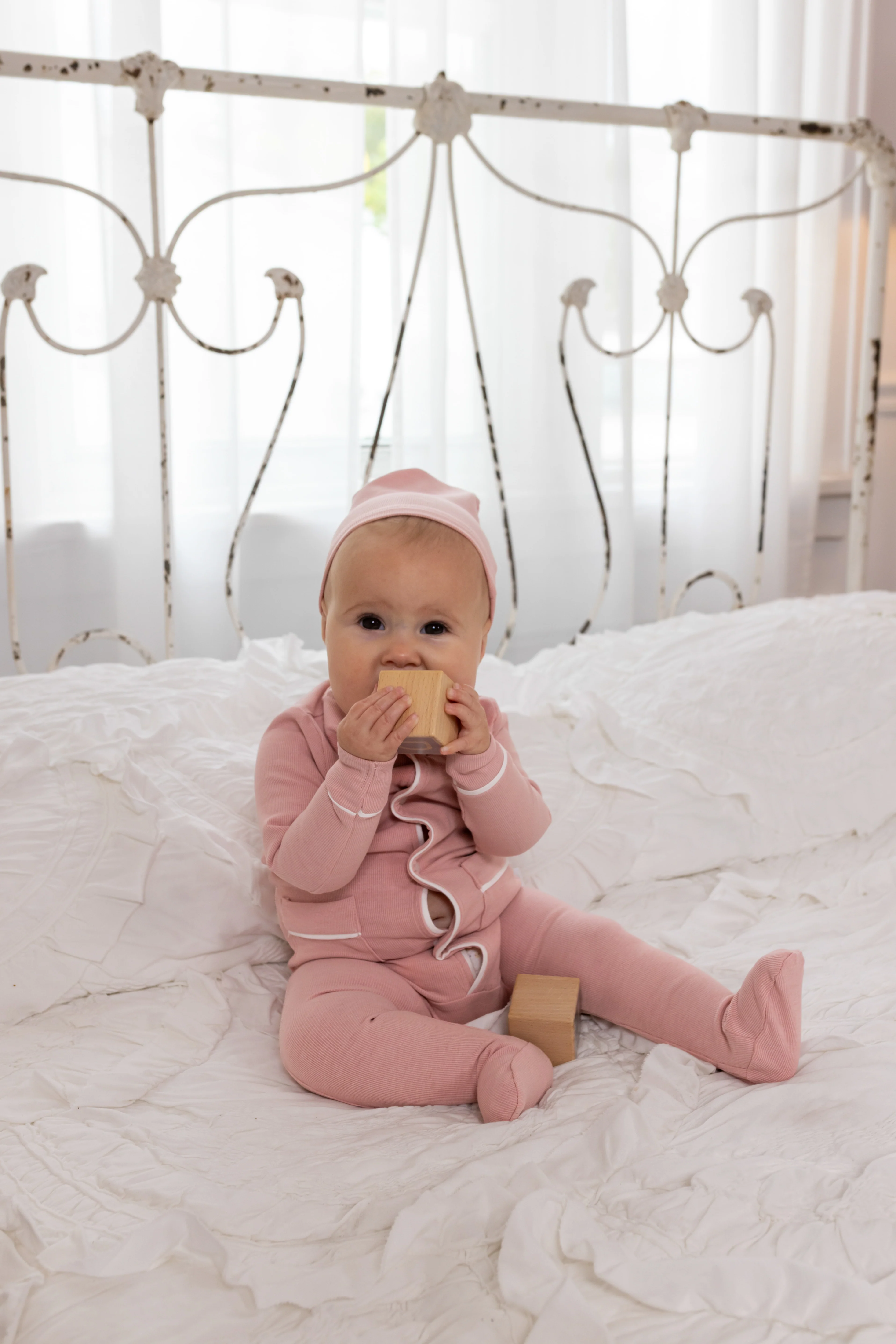 Ribbed Grandpa Footie- Pink - Image 4