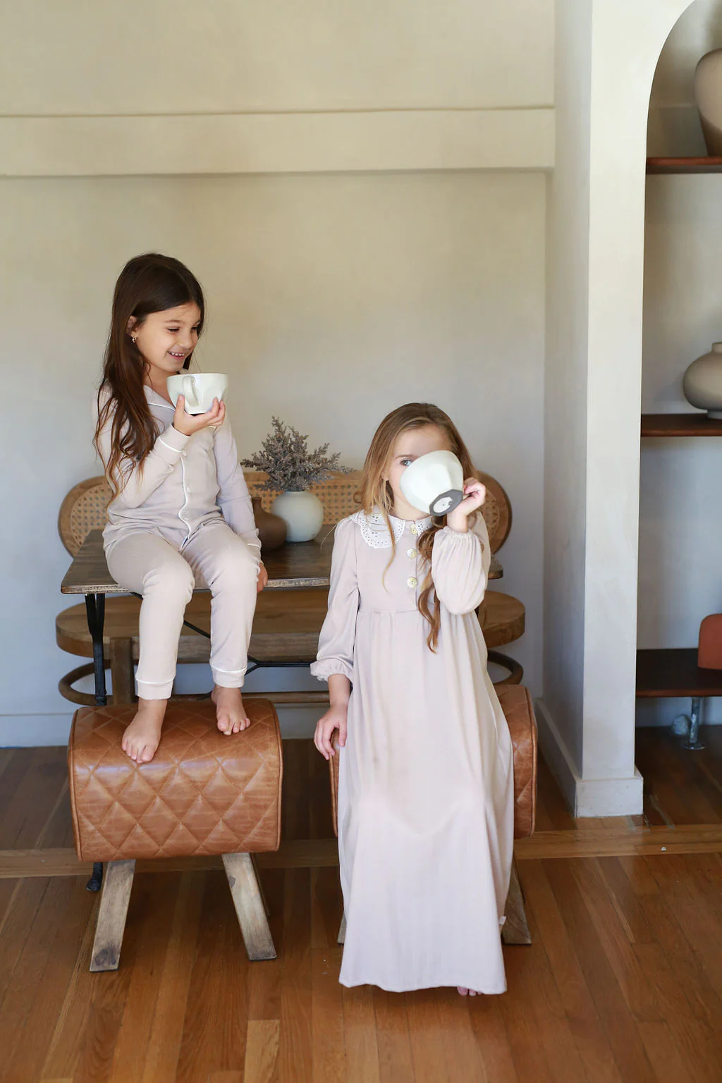 Ribbed Grandpa PJ- Beige - Image 4