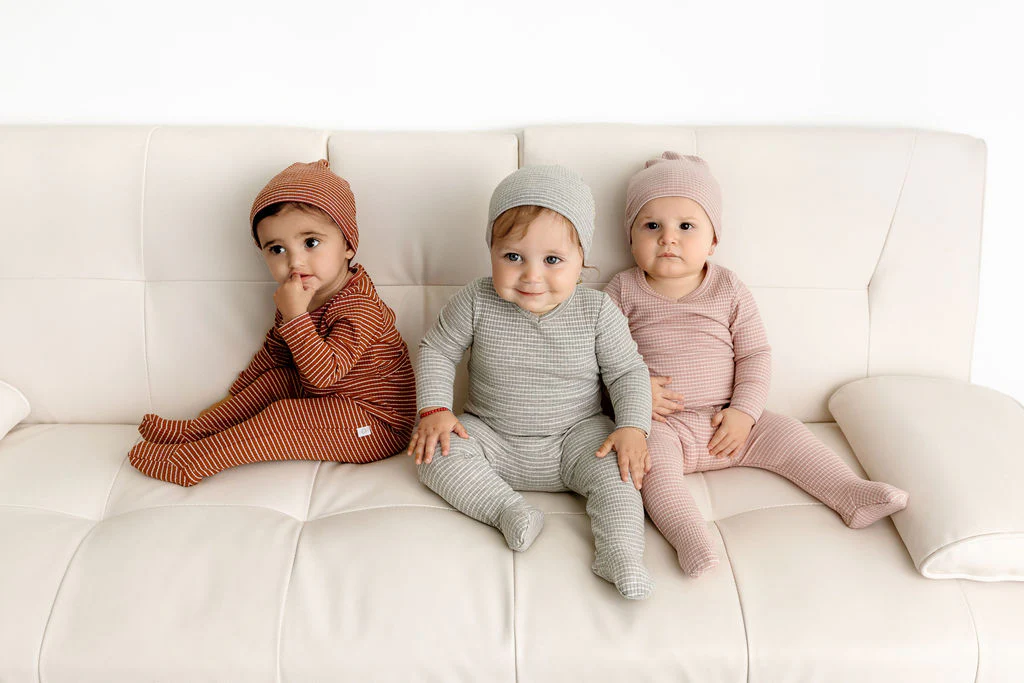 Striped Footie- Grey - Image 3