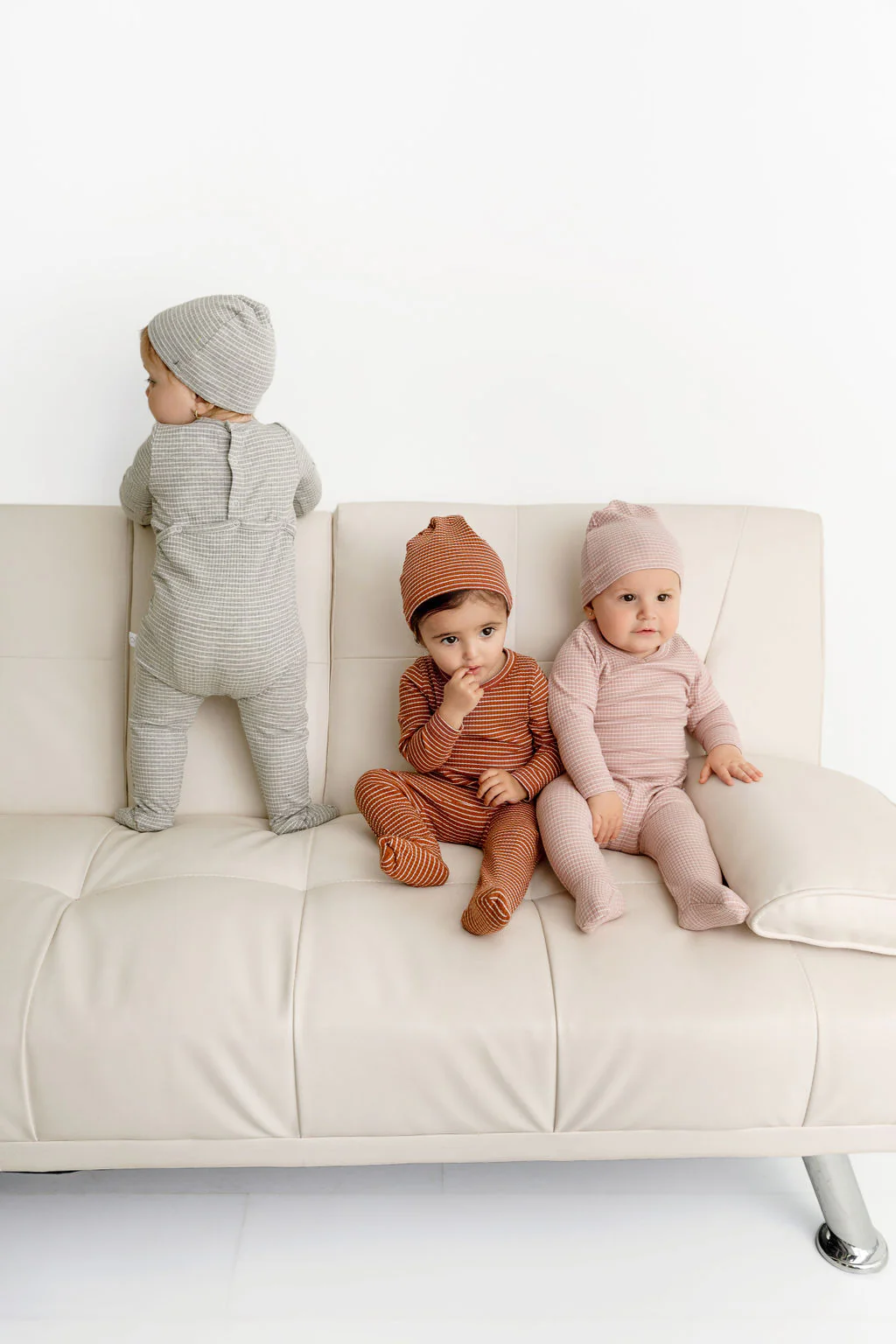 Striped Footie- Grey - Image 4