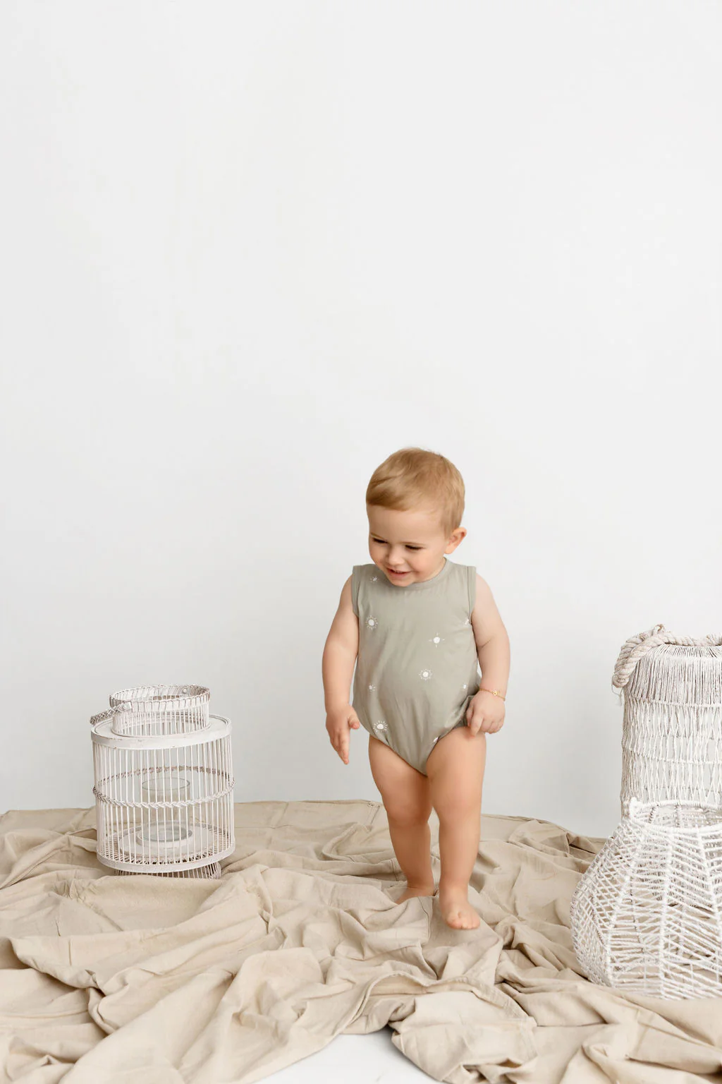 Sun Print Romper- Sage - Image 5