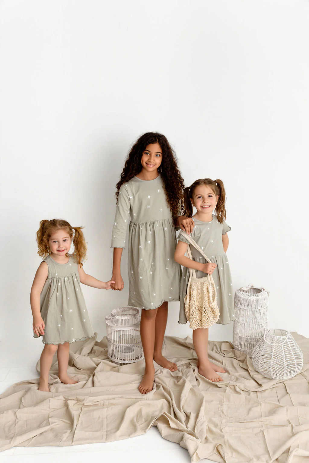 Sun Print Short Sleeve Dress- Sage - Image 3