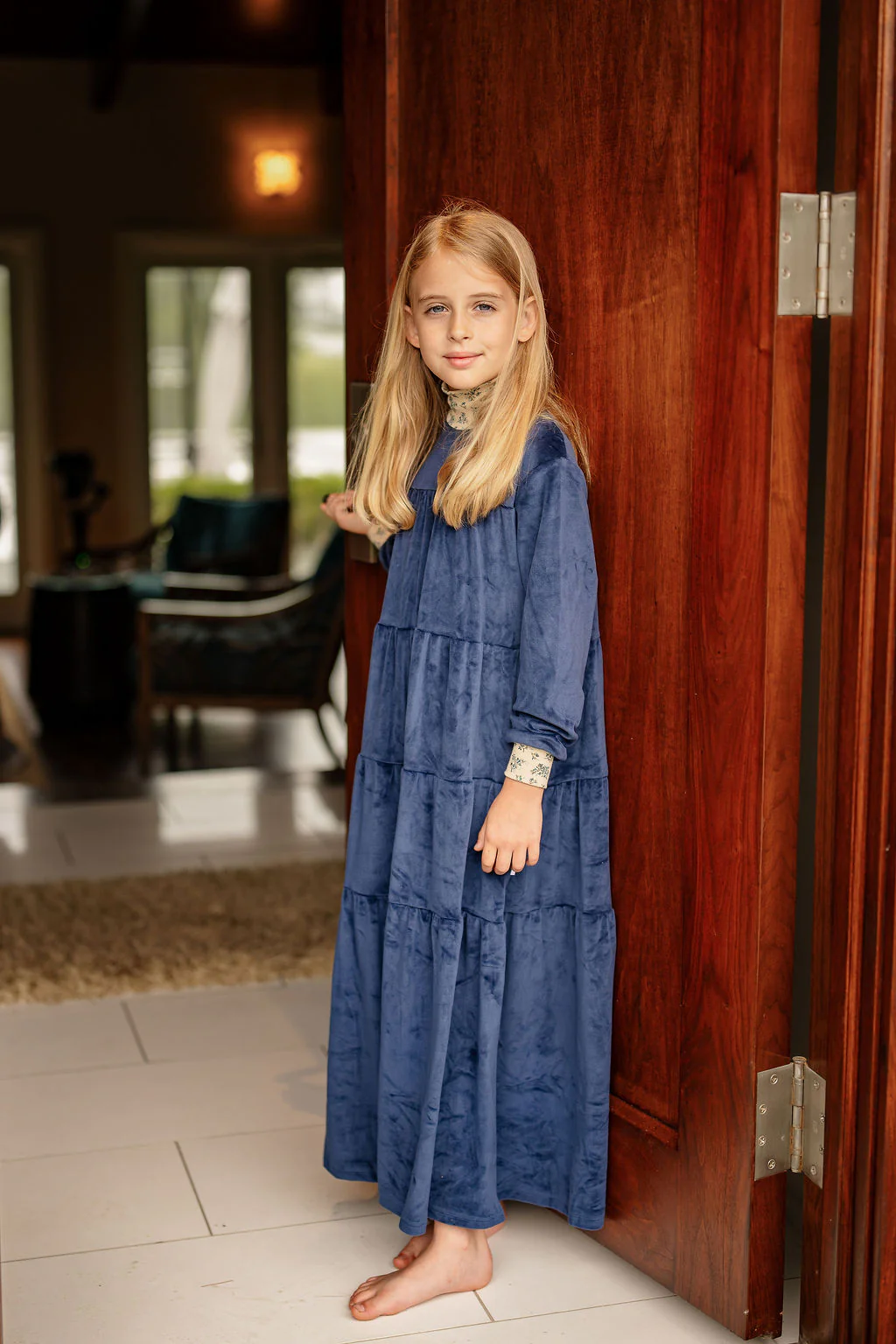 Velour Robe- Navy - Image 3